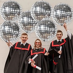 6 Pack 22 Inch Silver Disco Ball Balloons 4D Sphere Mylar Foil Party Decorations