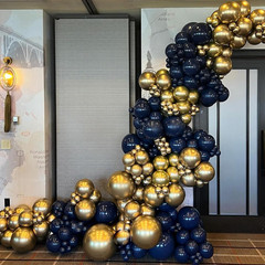 Navy Blue and Gold Balloons Arch Garland Kit,120Pcs Blue and Gold with 18/12/5 I