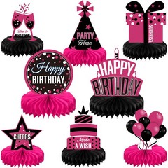 8 Pieces Pink and Black Birthday Party Honeycomb Centerpieces Pink and Black …