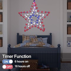 Elegant Iron Frame Star Lights with Timer – Perfect for Patriotic Celebrations