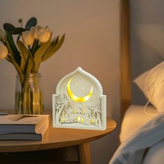 Eid Mubarak Decoration Wooden Ramadan Ornament Craft Moon and Stars Arabic
