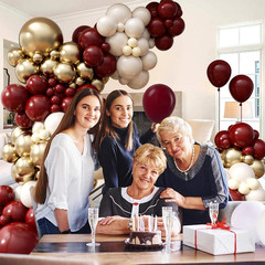 Burgundy Balloon Garland Arch Kit with Burgundy Maroon Sand White Metallic Gold