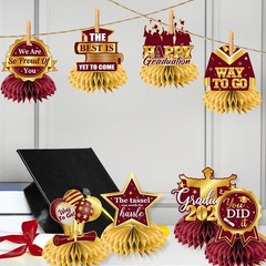Maroon and Gold Graduation Decorations 2026,12Pcs Maroon Graduation Table Decora