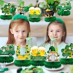 9PCS St Patricks Day Decorations Honeycomb Centerpiece, St Patricks Day Table…