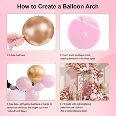 Rose Gold Balloon Arch Kit, 147Pcs Metallic Gold White Pastel Nude Pink and R…