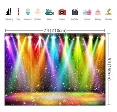 Rainbow Stage Disco Backdrop for Photography 70s 80s 90s Colorful Disco 7X5ft