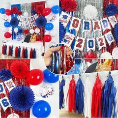 Graduations Decorations 2026 Red and Blue Class of 2026 Banner Blue,red,white