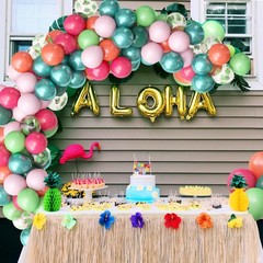 Hawaiian Luau Party Decorations, Tropical Party Balloons, 68pcs Pink Green Ro…