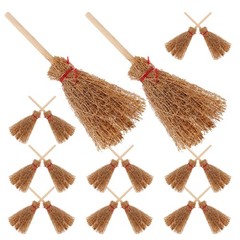 30Pcs Miniature Witch Brooms Light Brown Wood Mini Dollhouse Accessories Set