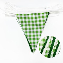 32Ft Green Party Decorations Green Buffalo Plaid Checkered White Triangle Fla…