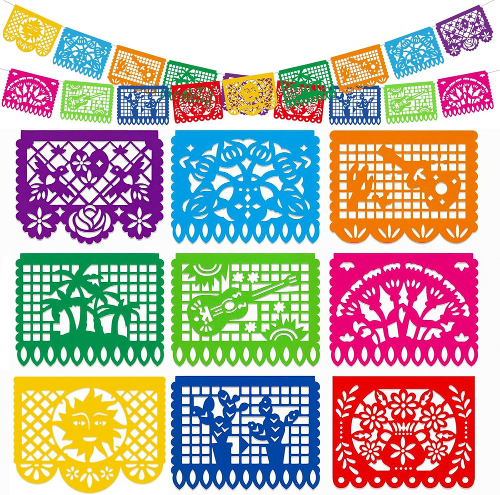 Domestar Mexican Party Decoration, 18 Feet Plastic Papel Picado Fiesta Banner Ci