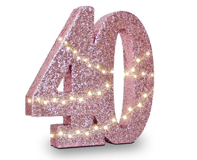 40th Birthday/Anniversary Decoration. Rose Gold Glitter.