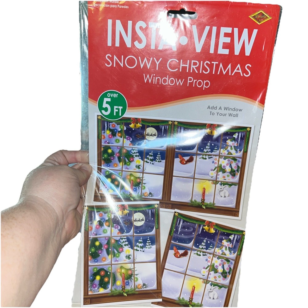 Snowy Christmas Insta-View Window Prop 3′ 2″ x 5′ 2″ – Party Indoor/outdoor