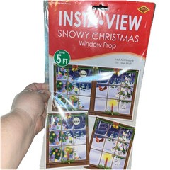 Snowy Christmas Insta-View Window Prop 3′ 2″ x 5′ 2″ – Party Indoor/outdoor