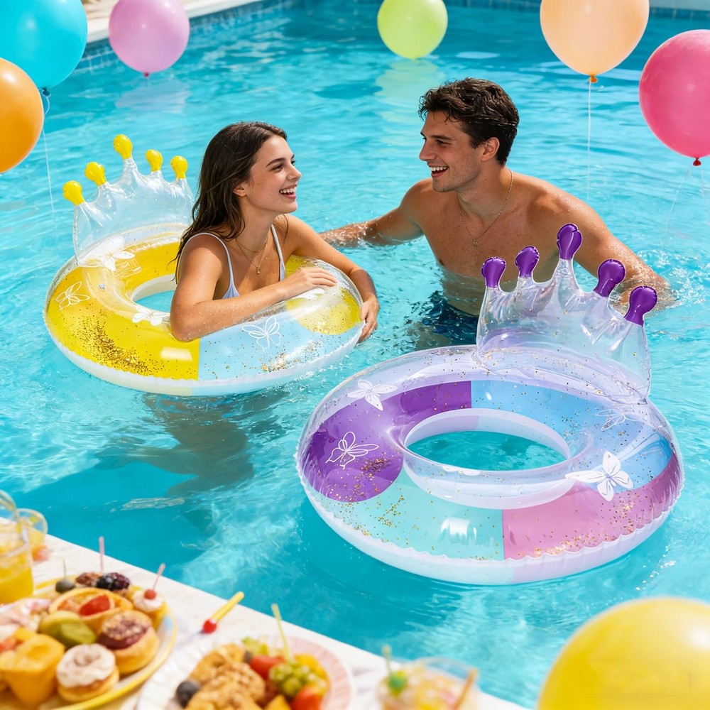 2PCS 30IN Inflatable Swim Tube Raft with Summer Fruits Painting,Pool for Swim…