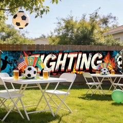 World Cup Decorations 118×20 Inches Polyester World Cup Party Yard Banner Soc…