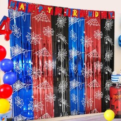 Spider Web Birthday Decorations, 2 Pack Spider Party Supplies 3.3×6.6ft Tinse…
