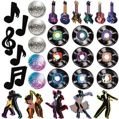 60 Pcs Music Party Decorations Musical Notes Rock and Roll Record Cutouts Sil…