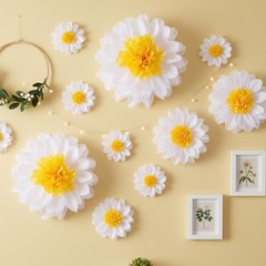 Daisy Tissue Paper Pom Poms Party Decorations Colorful Hanging Decor 24 PCS