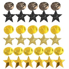 16 PCS Black Gold Glitter Star Hanging Swirls Graduation Party Ceiling Decor