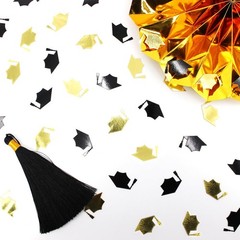 200 PCS Black Gold Congrats Grad Caps Class Of 2026 Graduation Confetti
