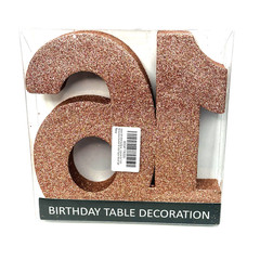 Sweet 16 Happy Birthday Decor Table Topper Number Sign Sparkling Glitter 8”