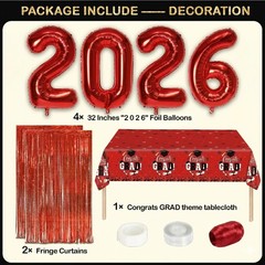 Black and Red Graduation Decorations Class of 2026 – Graduation Balloon Boxes…