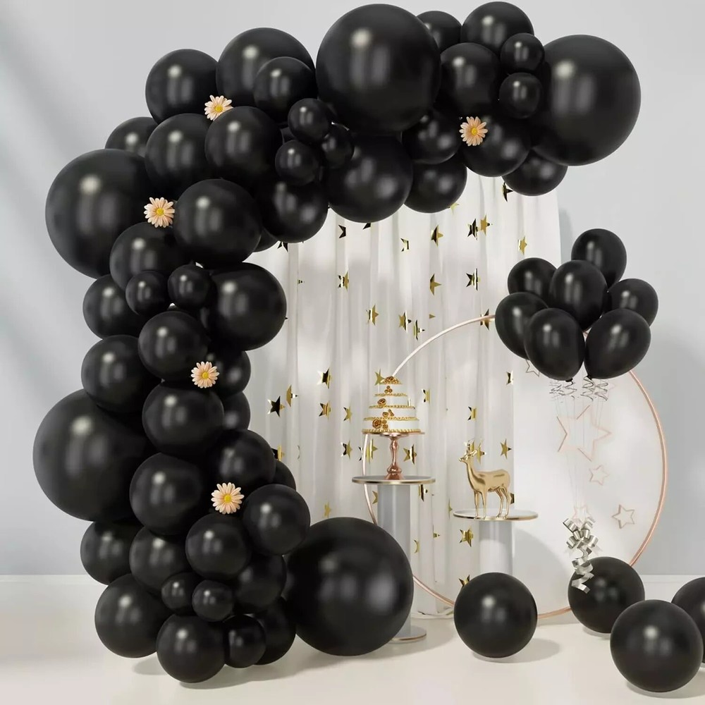 Black Balloons 85 pcs Black Matte Latex Balloon Garland Arch Kit 5/10/12/18 NEW