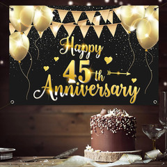 6x4ft Happy 45th Anniversary Banner Backdrop – 45 Wedding Anniversary Decoration