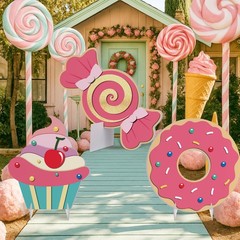 3 PCS 24 Inch Large Candy Party Signs Candyland Christmas Photo Props