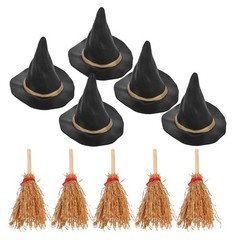 10Pcs Reusable Wizard Caps and Mini Witch Hats for Halloween Decoration Set