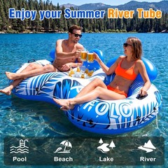 Pool Float Adult,2-Person Large Inflatable River Float, XL River Tubes for Fl…