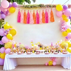 Rose red Pink and Orange Tassel Garland Banner Paper Tassels for Party Decora…