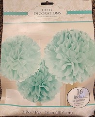 Fluffy Decorations Blue Teal Pompoms 3 Count 16″ In Diameter Party