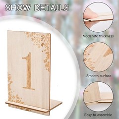 10pcs Wooden Table Numbers Rustic Table Signs with Base Holder Place Card Holder
