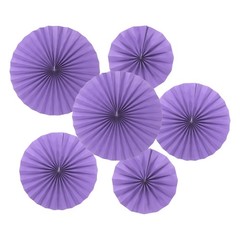 12Pcs 8″/12″/16″ Paper Fans Hanging Decoration Round Fans with Pearl Purple