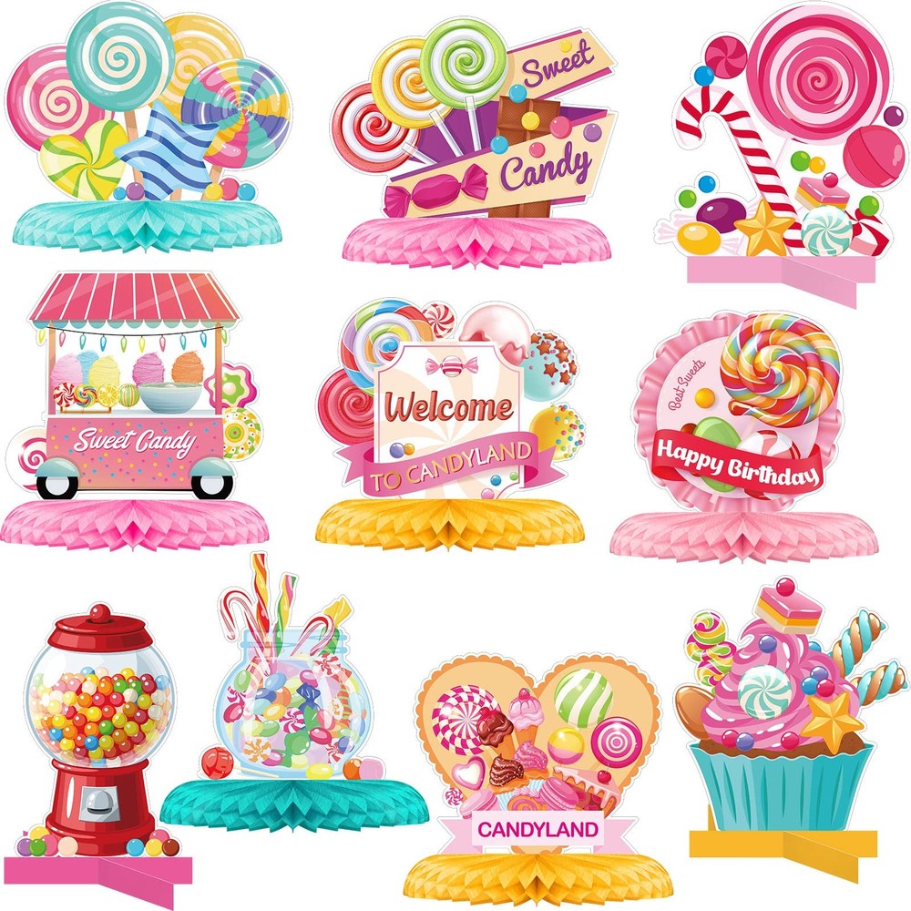10 Pieces Candyland Party Decorations Candyland Table Decorations Lollipop Ta…