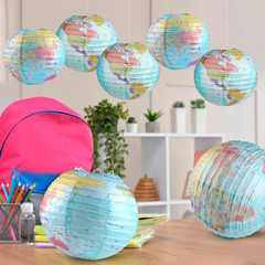 10 Pieces World Map Paper Lanterns 10 Inch Paper Globes Lanterns Map Classroom L