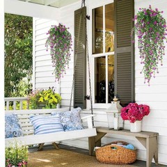 2Pcs Artificial Plant Hanging Flowers With Eucalyptus Leaves Greenery Vine