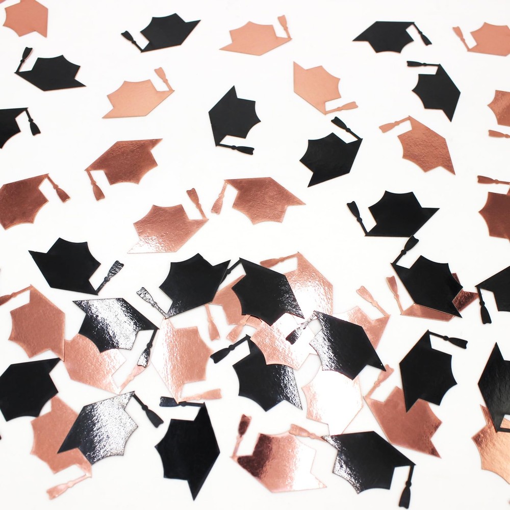200 PCS Rose Gold Graduation Confetti 2026 Congrats Grad Caps Class Of 2026