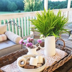 FANMINI Outdoor Artificial Plants 8 Bundles Fake Grass UV Green