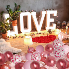 Valentine’S Day Balloons Kit with Rose Gold Pink Heart, I Love You Balloon