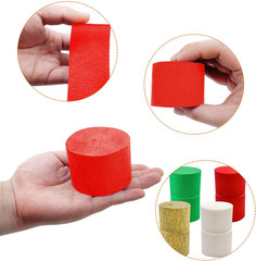 Christmas Party Supplies, 4 Rolls Red Green White Gold Crepe Paper Streamers for