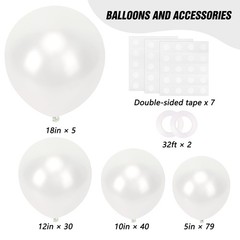154pcs Pearl White Balloons Different Sizes 18 12 10 5 Inch Latex Balloon Gar…