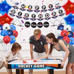 Hockey Theme Birthday Celebration Kit – Banners, Tablecloth & Cupcake Toppers