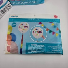Way to Celebrate Colorful Birthday Decor Bundle Fringe Backdrop Balloon Kit