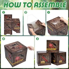 6 Pcs Dinosaur Party Decorations 12 x 12 x 12 Inch Dinosaur Theme Boxes Decor…