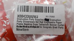 Graduation Party Supplies Dinnerware Set Red Plates Napkins Cups Banner Decor