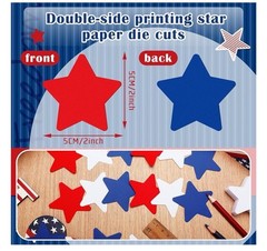 600Pcs Patriotic Star Cutouts Paper Stars 4th of July Red, White, Blue