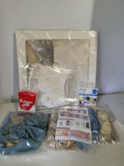 Balloon Arch Kit w/ Strip & Glue, Blue/Beige/White Latex Balloons, Plastic